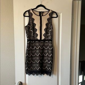 Andree Black and Cream Lace Mini Dress